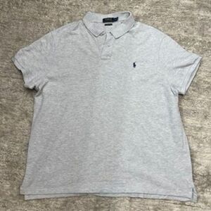 Polo Ralph Lauren Slit Hem Custom Slim Fit Heather Gray Polo Shirt Mens Size 2XL